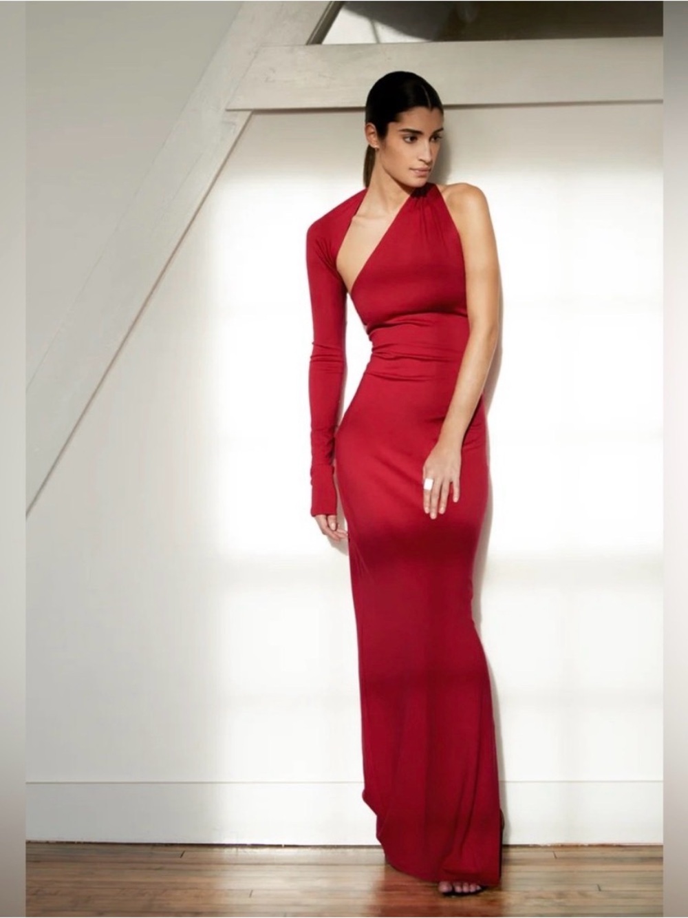 Women’s One-Shoulder Red Evening Dress
